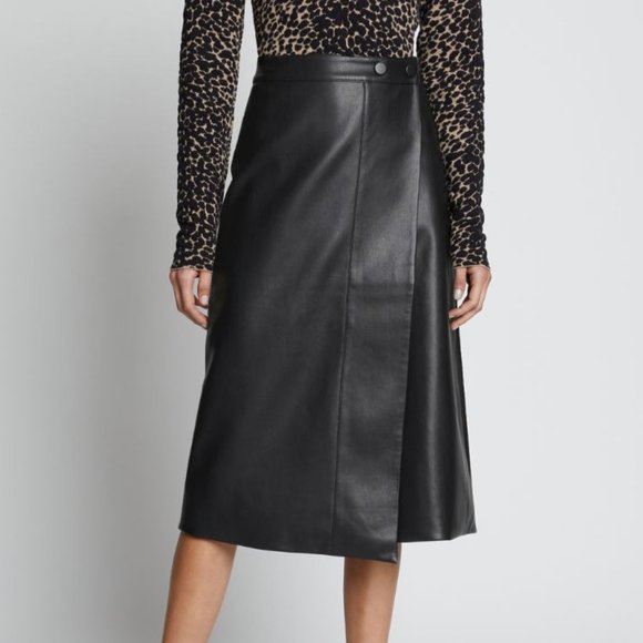 Proenza Schouler Dresses & Skirts - Proenza Schouler White Label Faux Leather Wrap Skirt Size 8
